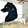 Moon And Stars Wolf Spirit Print Wall Sticker