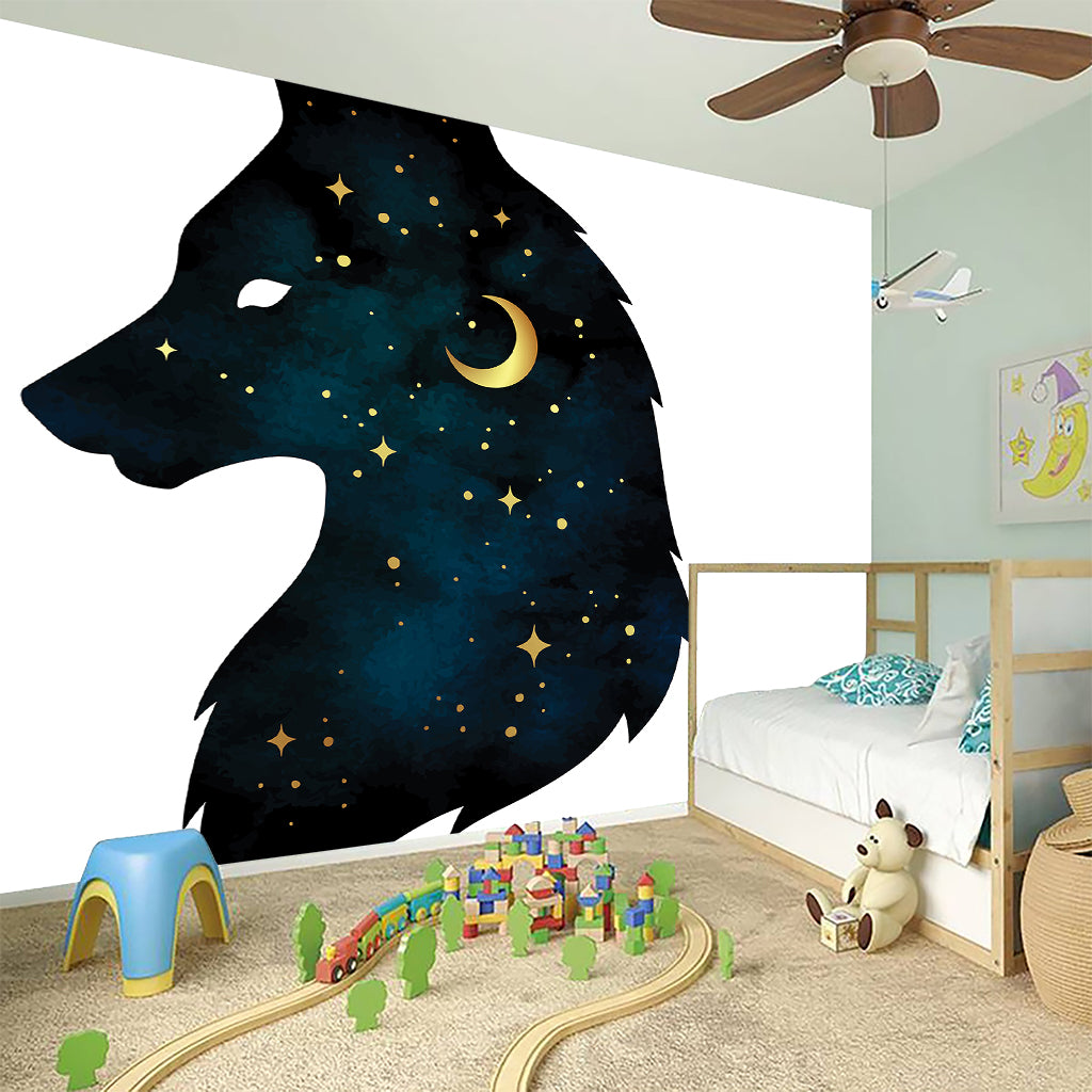 Moon And Stars Wolf Spirit Print Wall Sticker