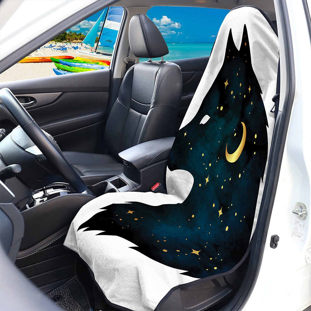Moon And Stars Wolf Spirit Print Waterproof Car Seat Cover