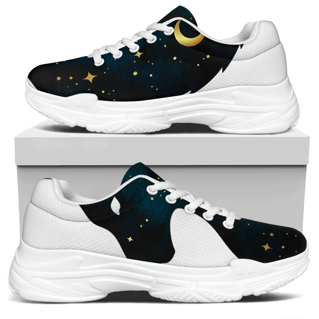 Moon And Stars Wolf Spirit Print White Chunky Shoes