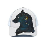 Moon And Stars Wolf Spirit Print White Mesh Trucker Cap