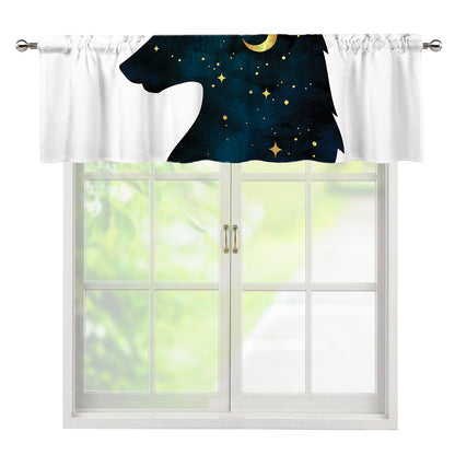 Moon And Stars Wolf Spirit Print Window Valance