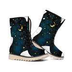 Moon And Stars Wolf Spirit Print Winter Boots