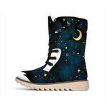 Moon And Stars Wolf Spirit Print Winter Boots
