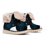 Moon And Stars Wolf Spirit Print Winter Boots