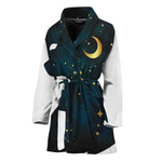 Moon And Stars Wolf Spirit Print Women's Bathrobe