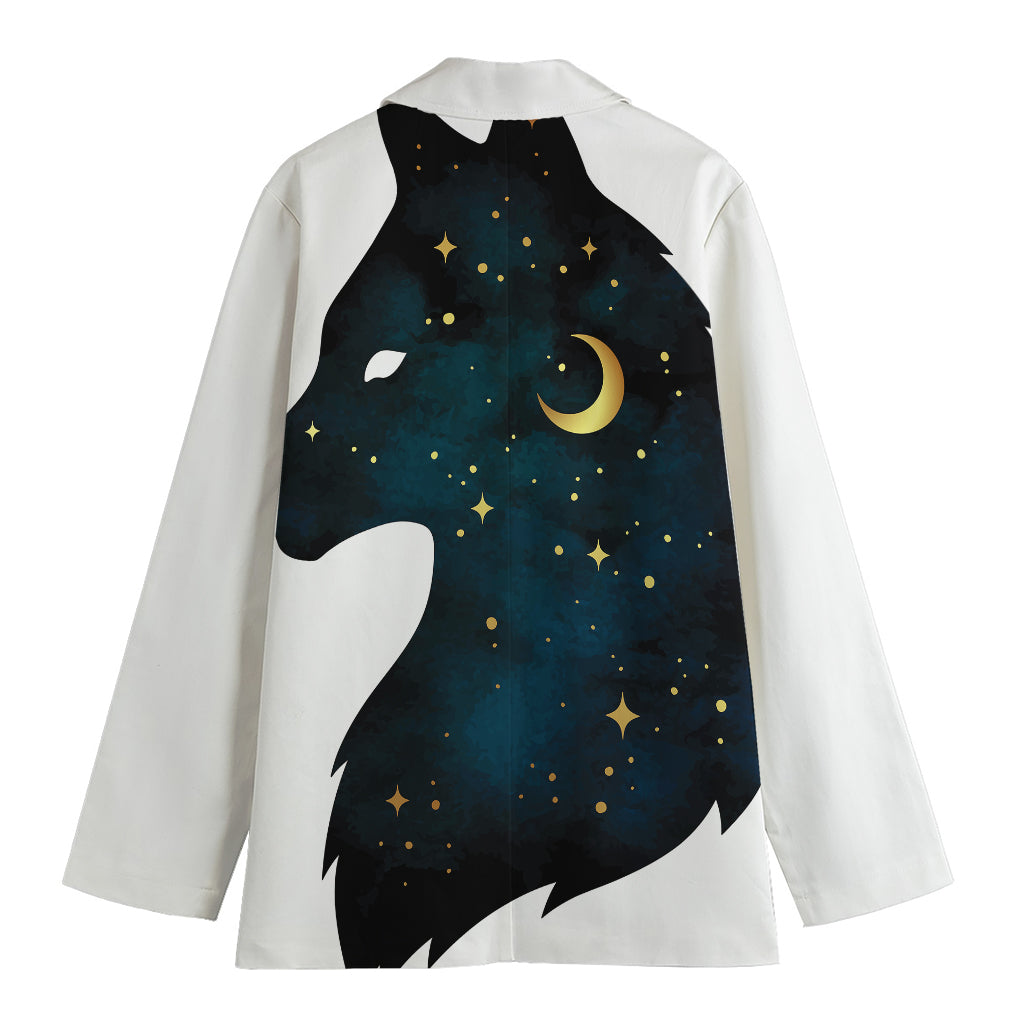 Moon And Stars Wolf Spirit Print Women's Blazer