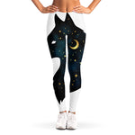 Moon And Stars Wolf Spirit Print Women's Leggings