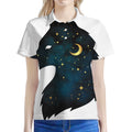 Moon And Stars Wolf Spirit Print Women's Polo Shirt