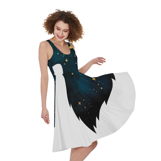 Moon And Stars Wolf Spirit Print Women's Sleeveless Dress