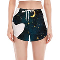 Moon And Stars Wolf Spirit Print Women's Split Running Shorts