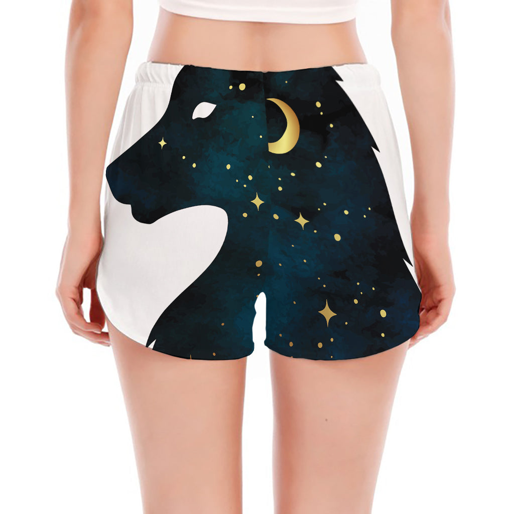 Moon And Stars Wolf Spirit Print Women's Split Running Shorts
