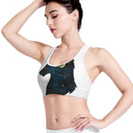 Moon And Stars Wolf Spirit Print Women's Sports Bra