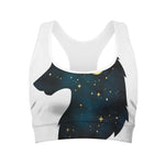 Moon And Stars Wolf Spirit Print Women's Sports Bra