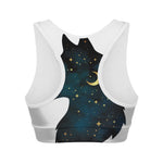 Moon And Stars Wolf Spirit Print Women's Sports Bra