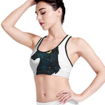 Moon And Stars Wolf Spirit Print Women's Sports Bra