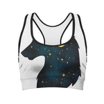 Moon And Stars Wolf Spirit Print Women's Sports Bra