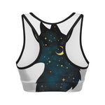 Moon And Stars Wolf Spirit Print Women's Sports Bra