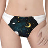 Moon And Stars Wolf Spirit Print Women's Thong