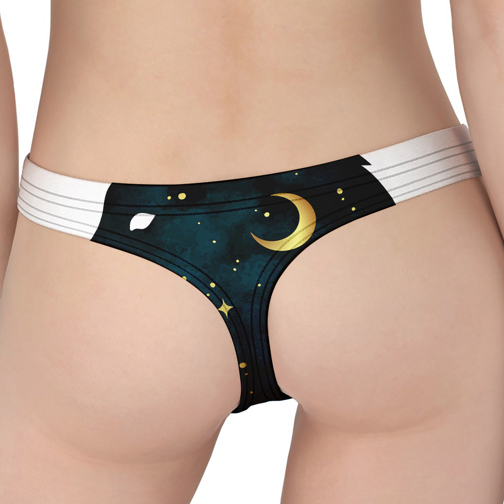 Moon And Stars Wolf Spirit Print Women's Thong