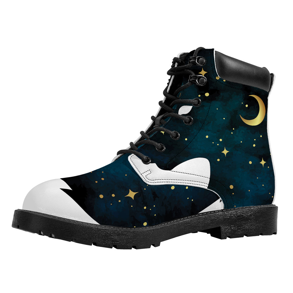 Moon And Stars Wolf Spirit Print Work Boots