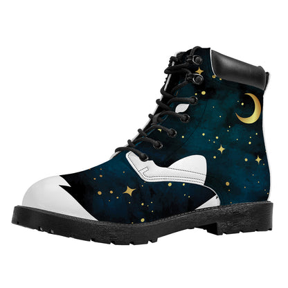 Moon And Stars Wolf Spirit Print Work Boots