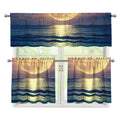 Moon Beach Print 3 Piece Kitchen Curtains