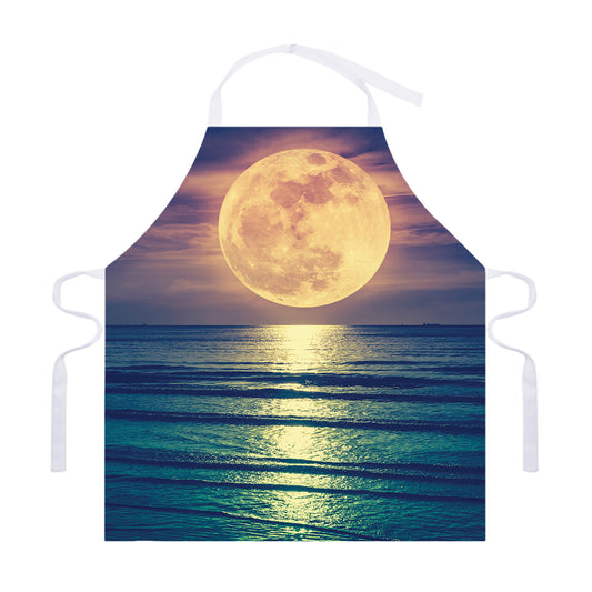 Moon Beach Print Adjustable Apron