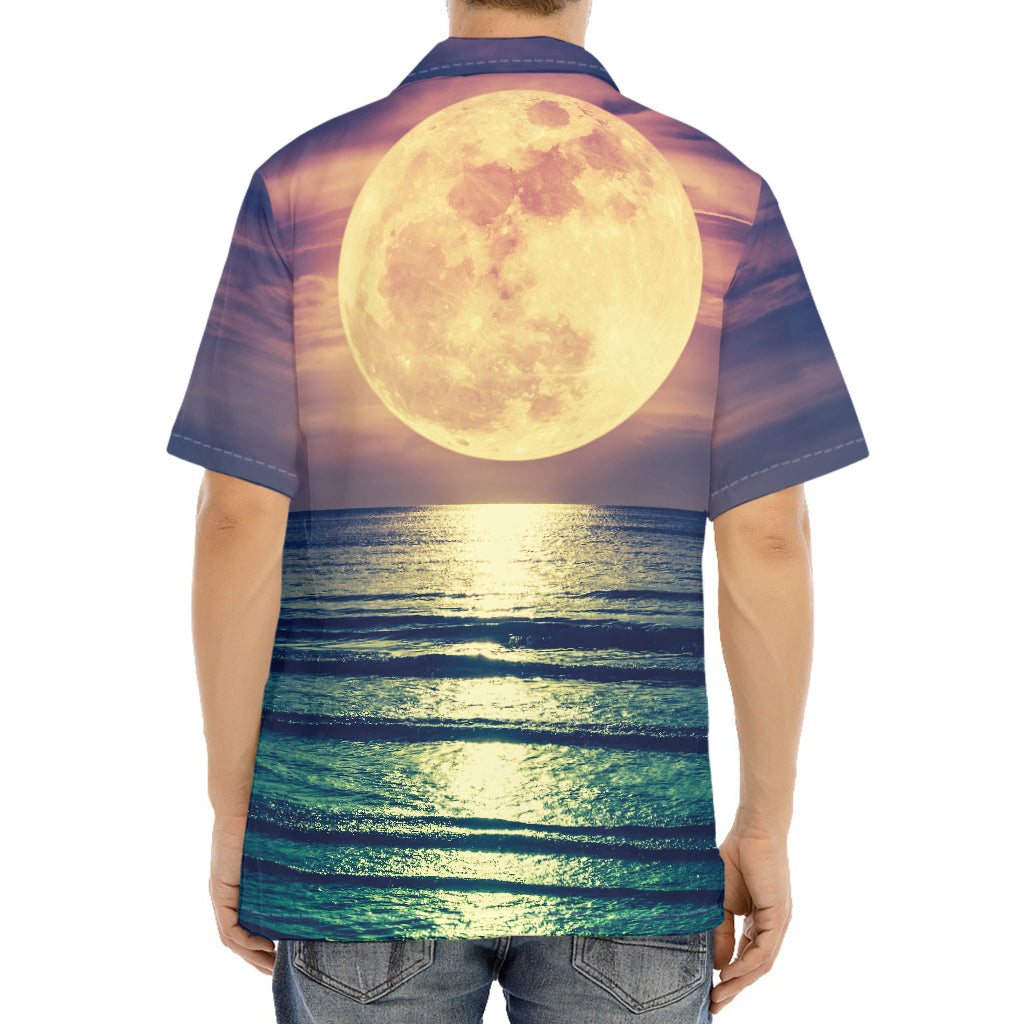Moon Beach Print Aloha Shirt