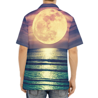 Moon Beach Print Aloha Shirt