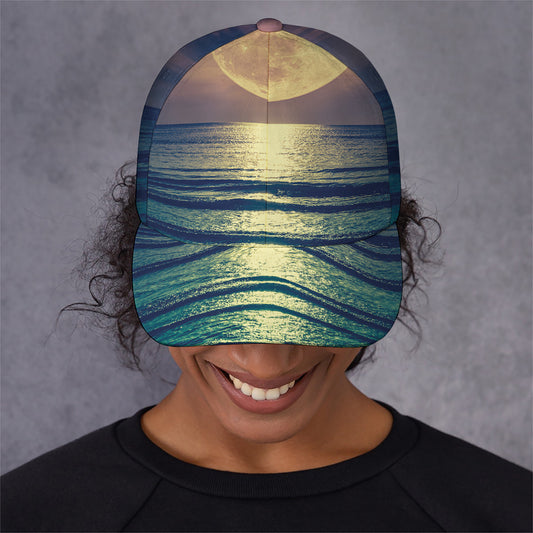 Moon Beach Print Baseball Cap