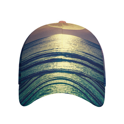 Moon Beach Print Baseball Cap