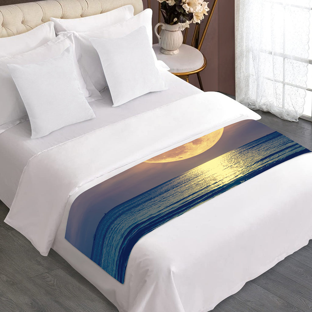 Moon Beach Print Bed Runner