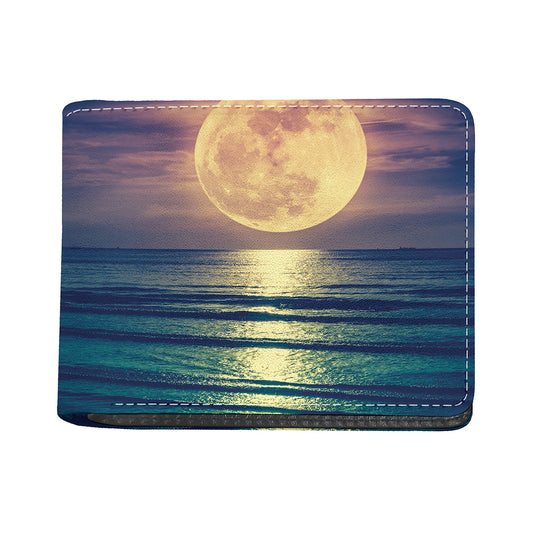 Moon Beach Print Bifold Wallet