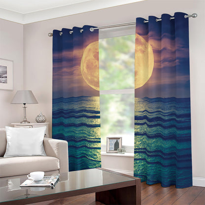 Moon Beach Print Blackout Grommet Curtains