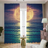 Moon Beach Print Blackout Pencil Pleat Curtains