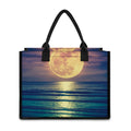 Moon Beach Print Canvas Tote Bag