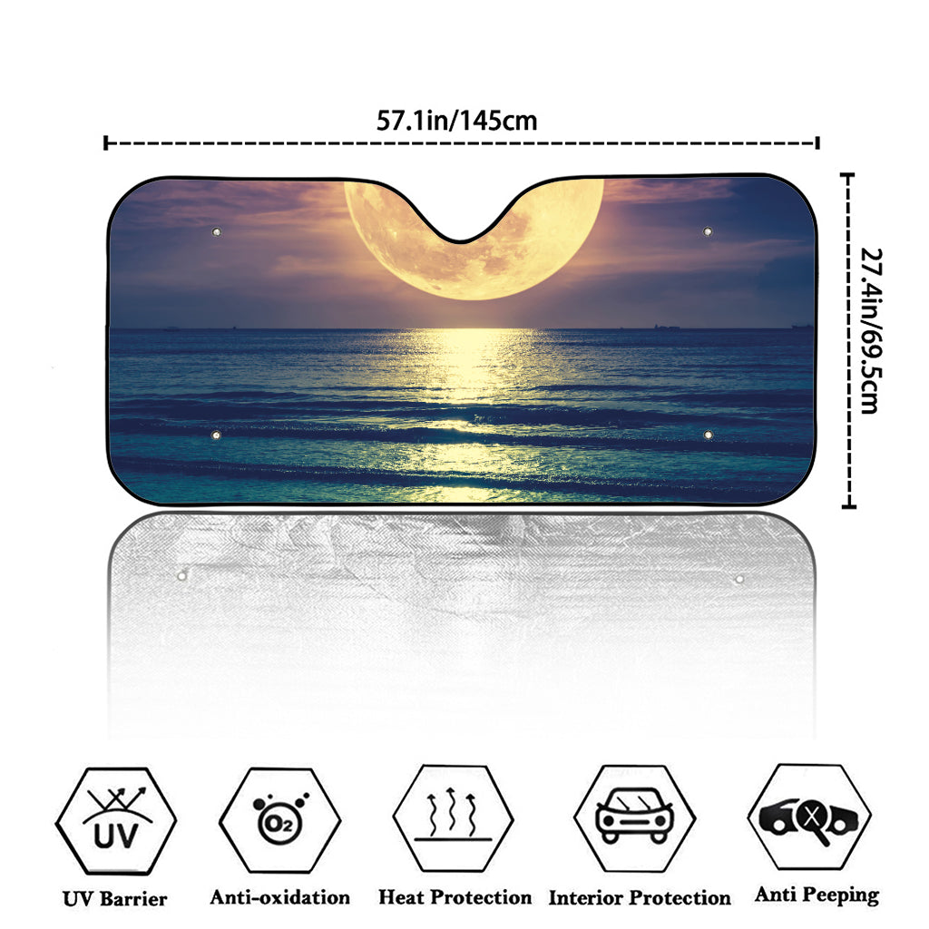 Moon Beach Print Car Windshield Sun Shade