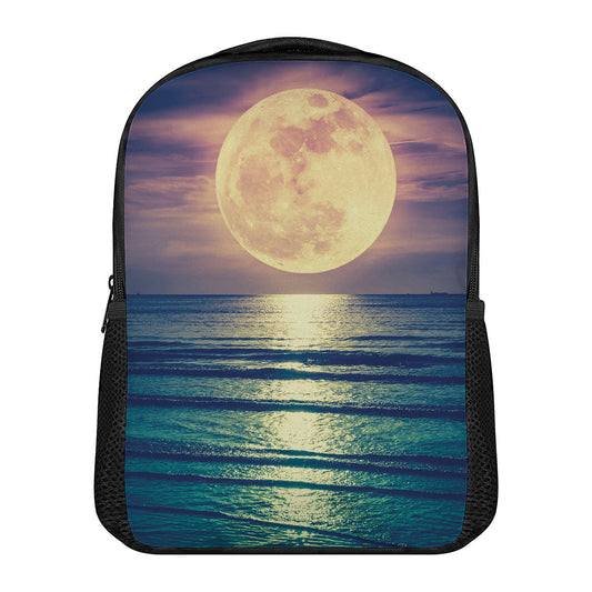 Moon Beach Print Casual Backpack