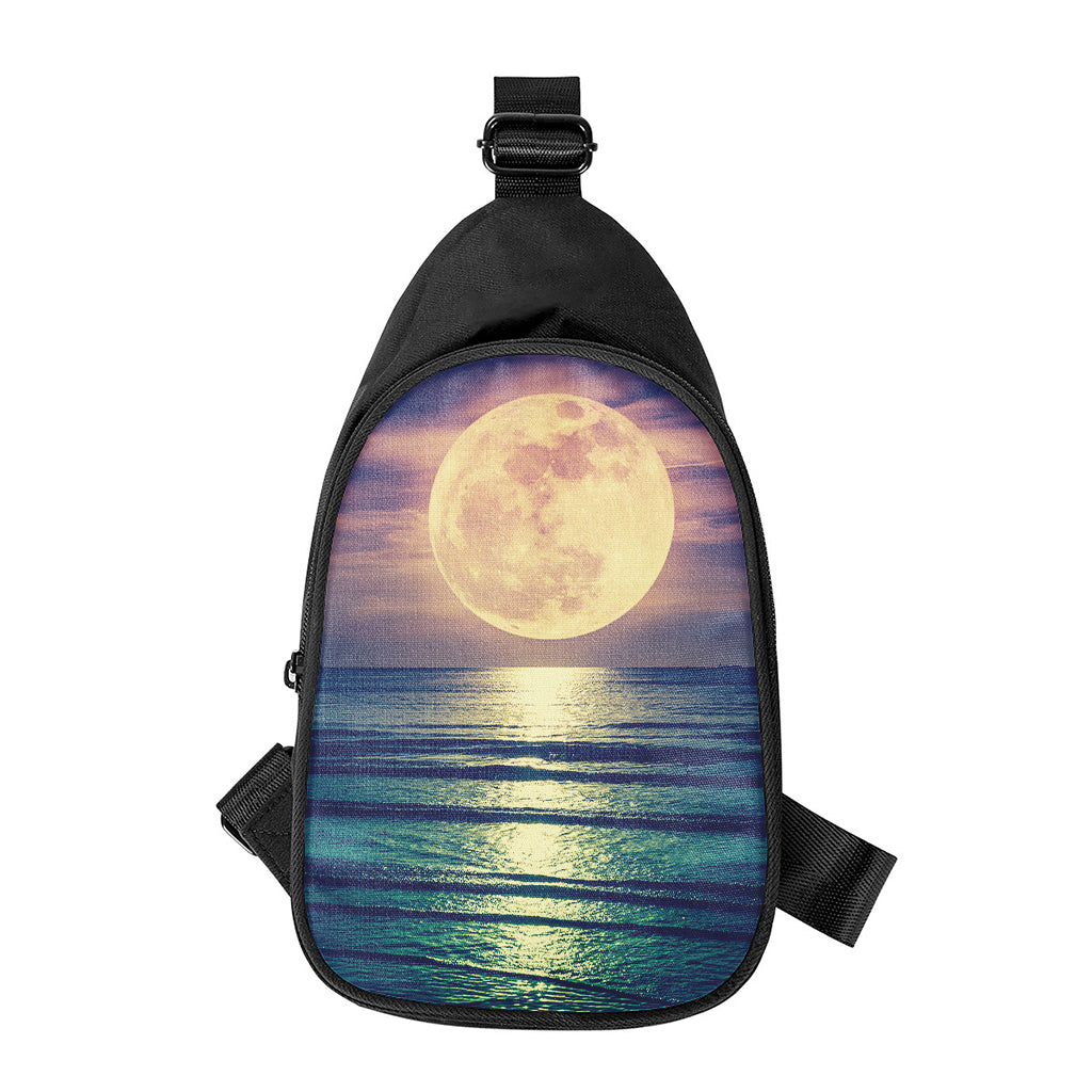 Moon Beach Print Chest Bag