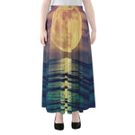 Moon Beach Print Chiffon Maxi Skirt