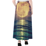 Moon Beach Print Chiffon Maxi Skirt