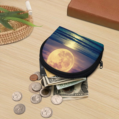 Moon Beach Print Coin Purse