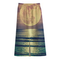 Moon Beach Print Cotton Front Slit Maxi Skirt
