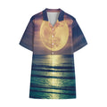 Moon Beach Print Cotton Hawaiian Shirt
