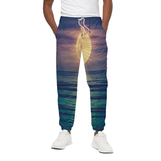 Moon Beach Print Cotton Pants