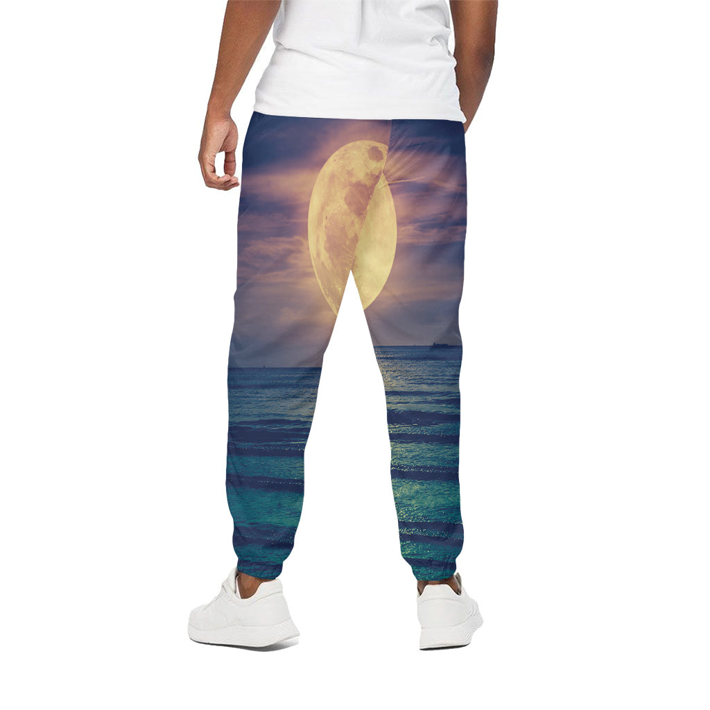 Moon Beach Print Cotton Pants
