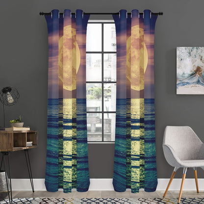 Moon Beach Print Curtain