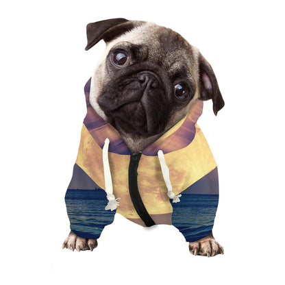 Moon Beach Print Dog Zip Up Hoodie