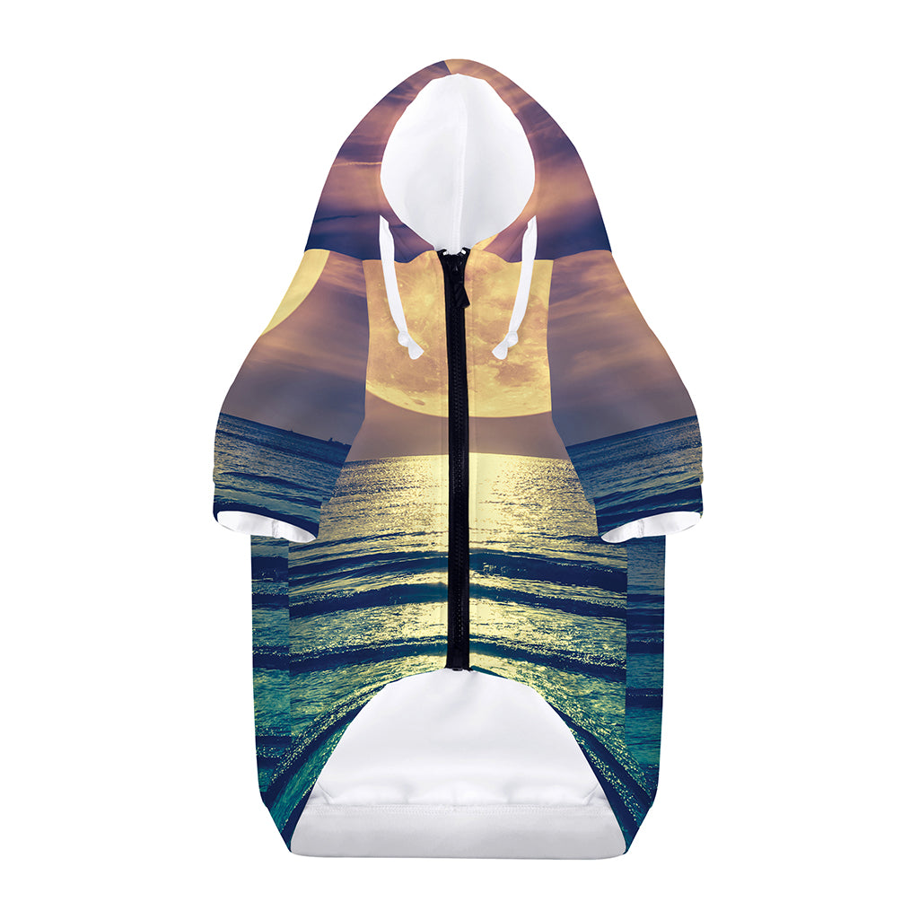 Moon Beach Print Dog Zip Up Hoodie